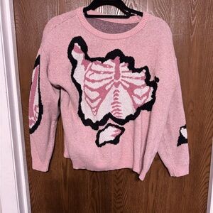 Pink Skeleton Pattern Sweater